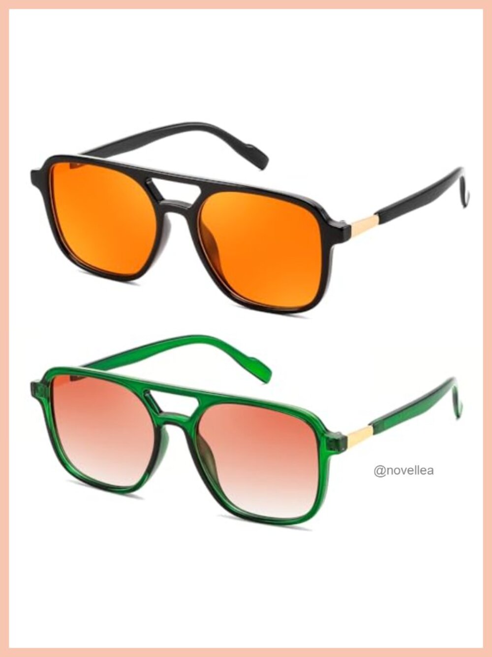 Retro 70s Square Sunglasses Polarized UV400 Plastic Frame